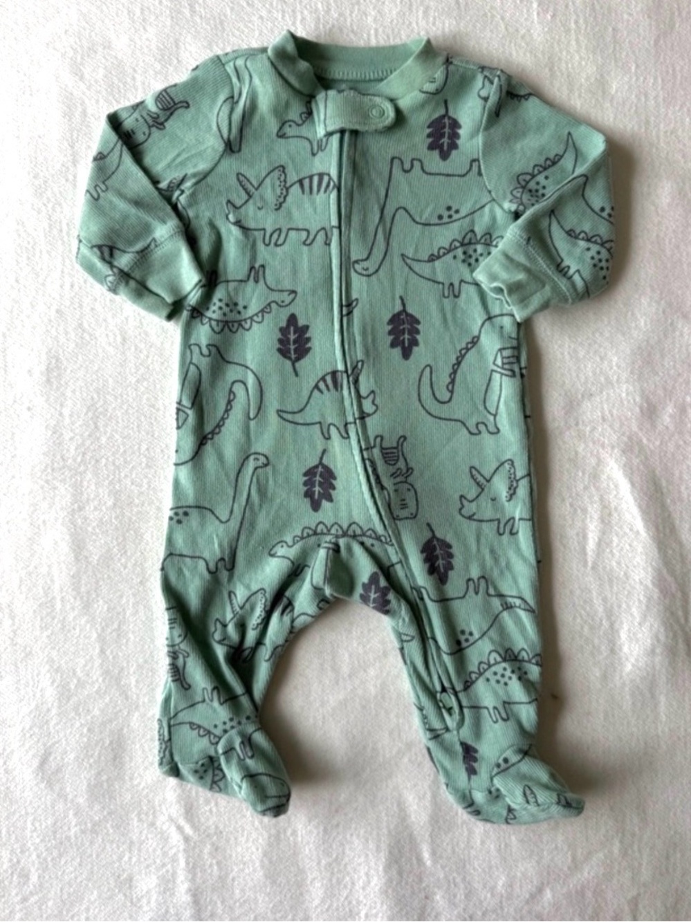 Carter's Mint Green Dino Footed Baby One-Piece 3M